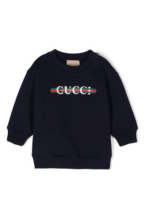 felpa in cotone blu GUCCI KIDS | 629430XJGPJ4392